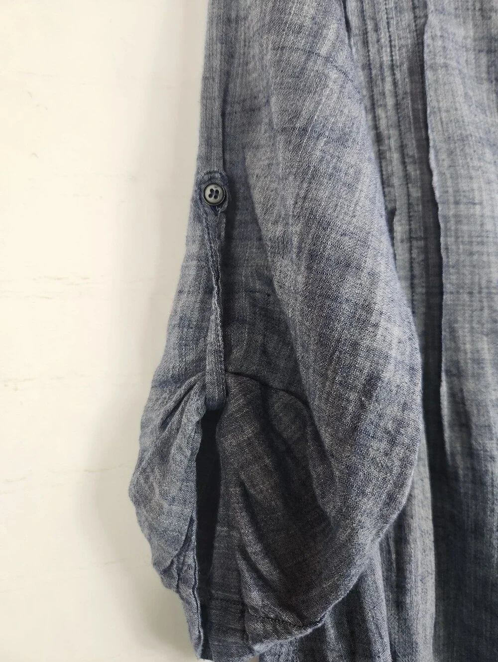 CP Shades Regina Chambray Blue Cotton Tunic Top Large Boho Lagenlook - Picture 7 of 12